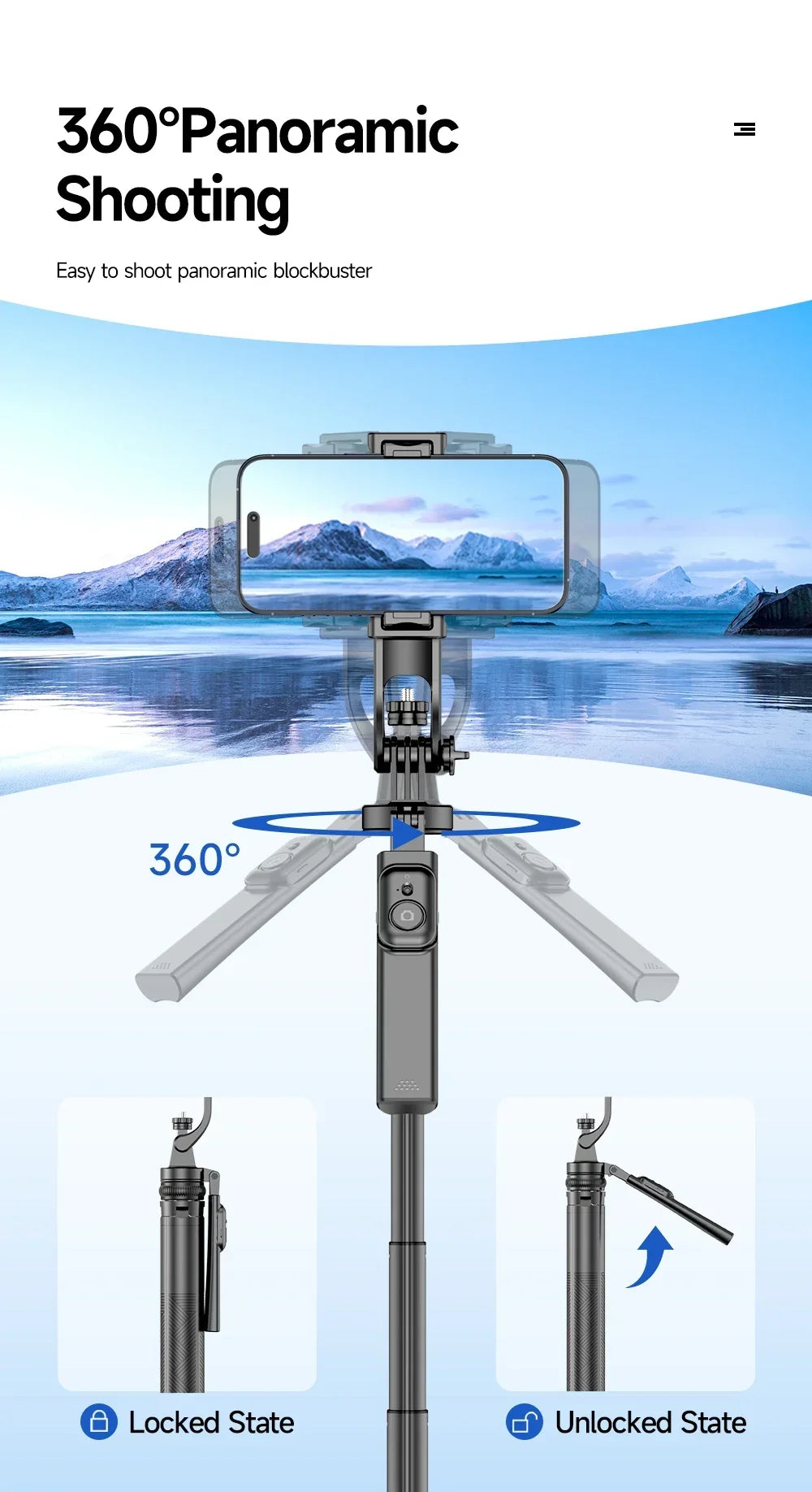 Tripod Stand with Wireless Bluetooth Remote