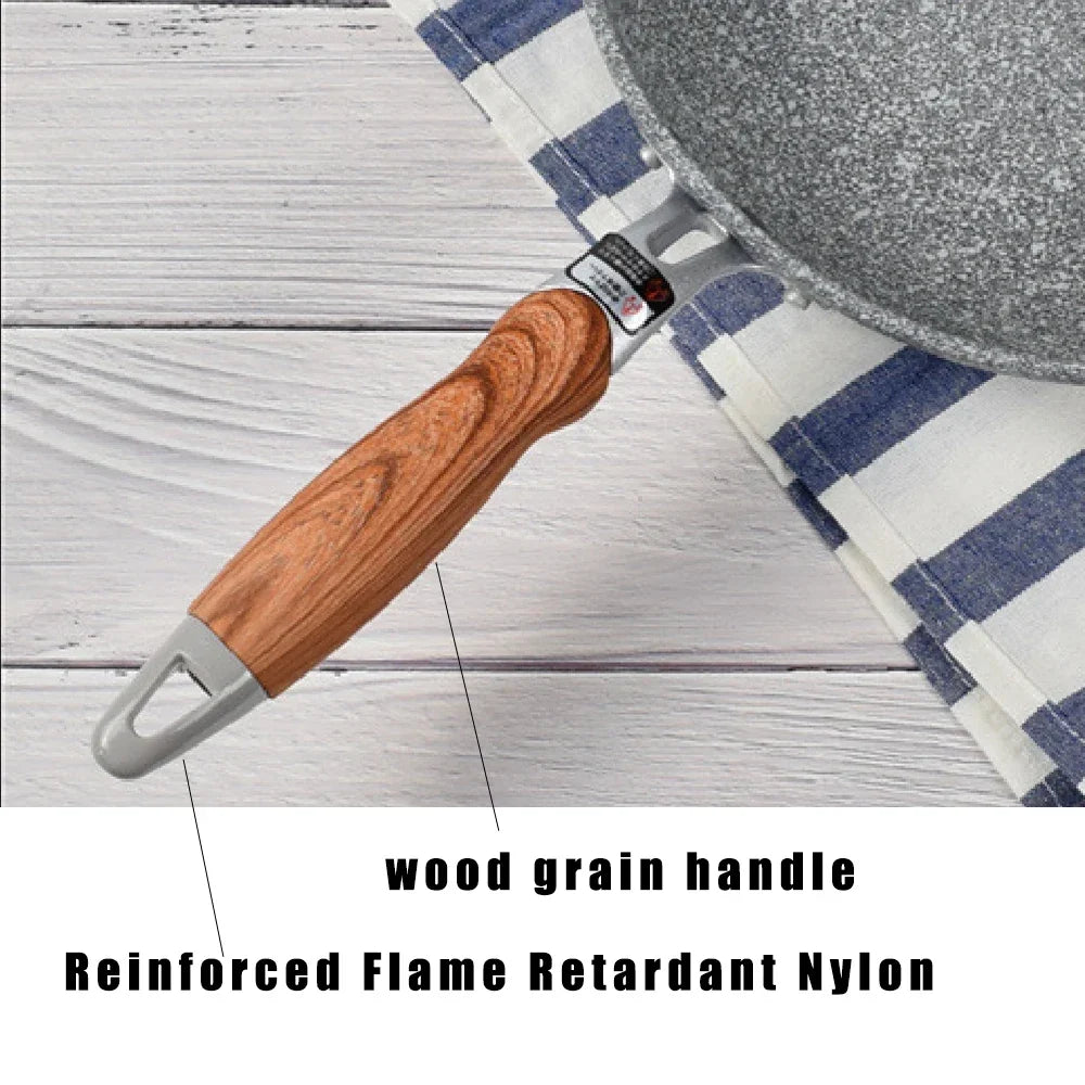 Durable Stone Frying Wok Pan Non-stick Ceramic Pot Induction Fryer Steak Cooking Gas Stove Skillet Cookware Tool for Kitchen Set