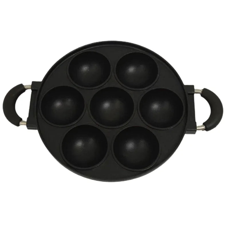 7 Hole Cake Cooking Pan Cast Iron Omelette Pan Non-stick Cooking Pot Breakfast Egg Cooking Pie Cake Mold Cookware Kitchenware