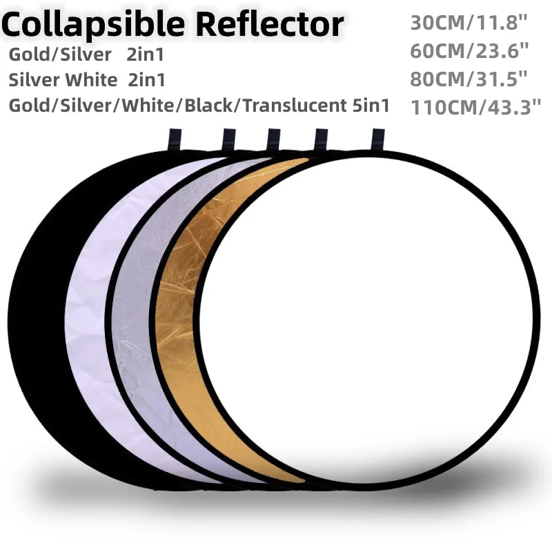 RF01 5-in-1 Collapsible Round Photography Reflector