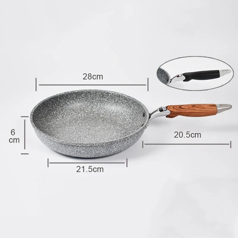 Durable Stone Frying Wok Pan Non-stick Ceramic Pot Induction Fryer Steak Cooking Gas Stove Skillet Cookware Tool for Kitchen Set