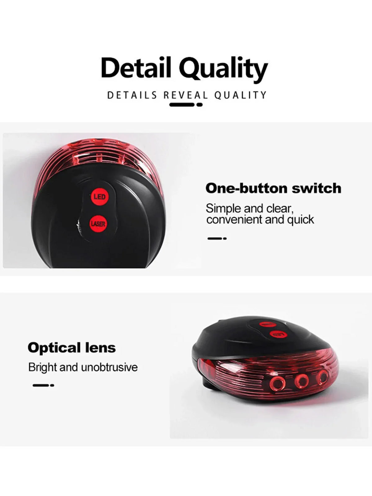 5 LED Bicycle Tail Light with Laser Safety Beam