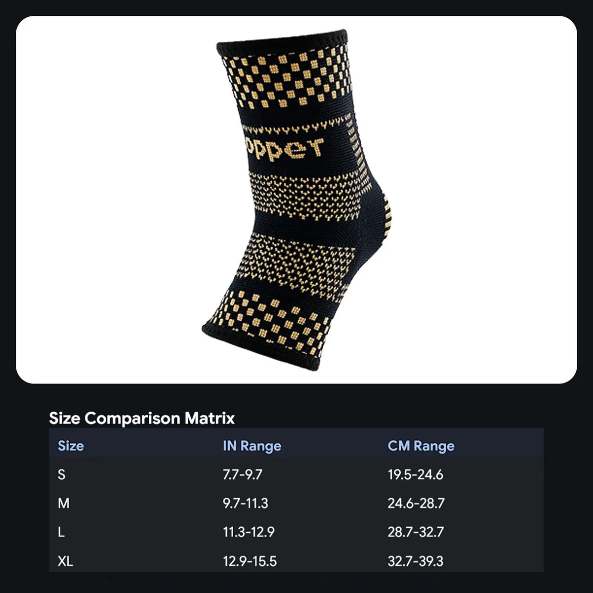 Copper Ankle Compression Sleeve