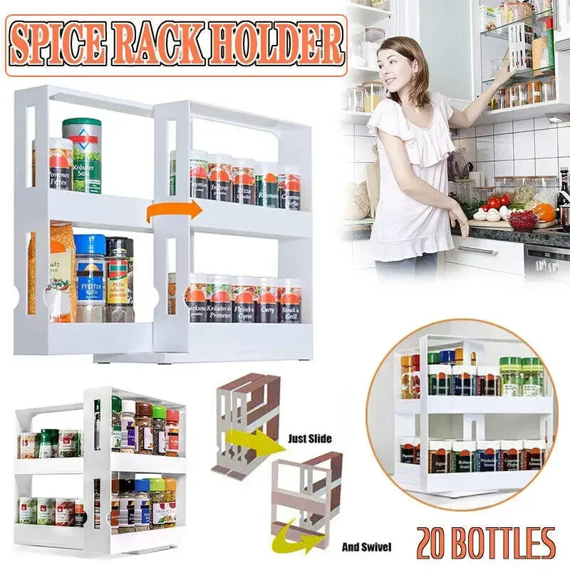 2-Tier Rotating Spice Organizer Rack
