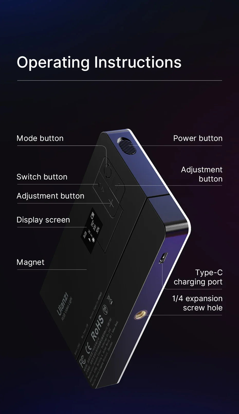 Ulanzi LT002 7" RGB Pocket Fill Light