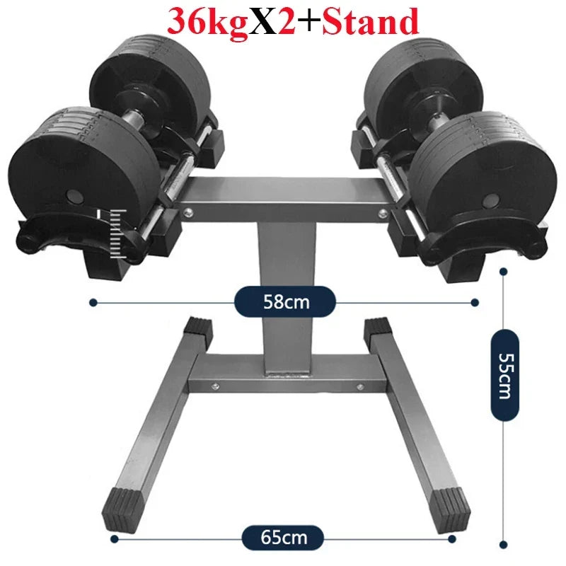 36KG Adjustable Dumbbell Set with Stand