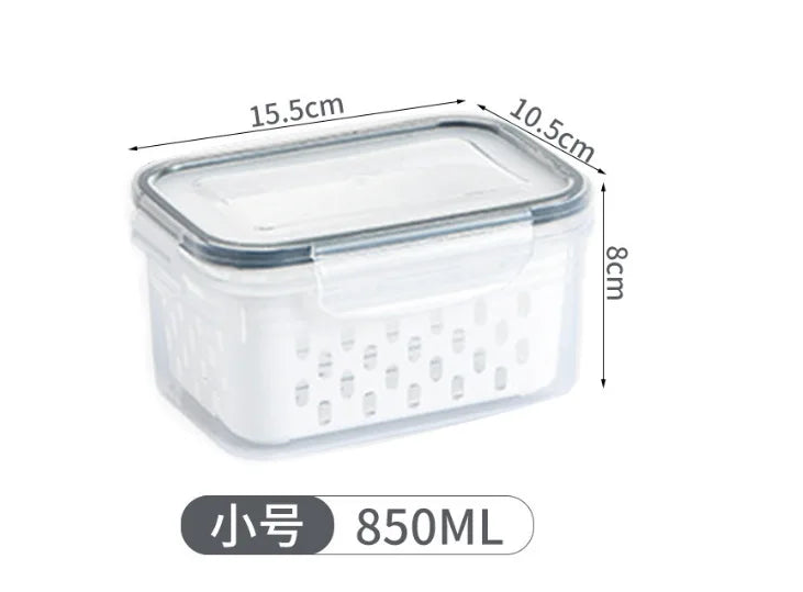 Multipurpose Refrigerator Storage Container with Drain Basket