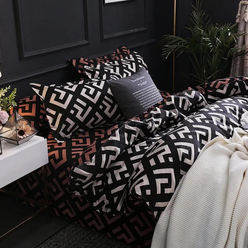 Luxury Black Bedding Comforter Elegant Duvet Cover & Pillowcases