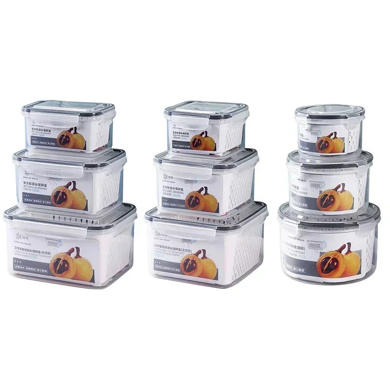 Multipurpose Refrigerator Storage Container with Drain Basket