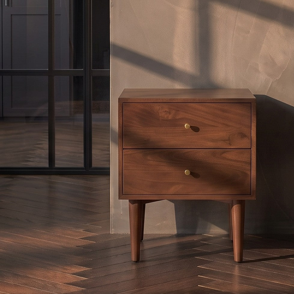 Scandinavian Walnut Oslo Bedside Table (Damaged)
