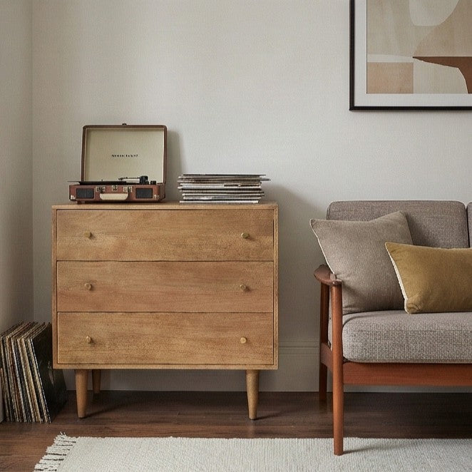 Scandinavian Light Walnut Oslo Chest of 3 Drawers