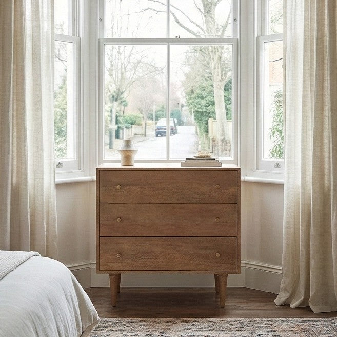 Scandinavian Light Walnut Oslo Chest of 3 Drawers