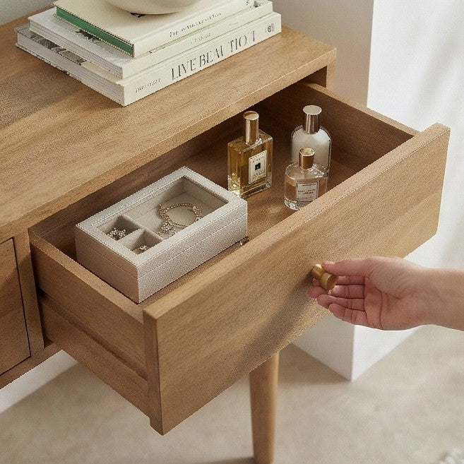 Scandinavian Light Walnut Oslo Console, Dressing Table, and Desk