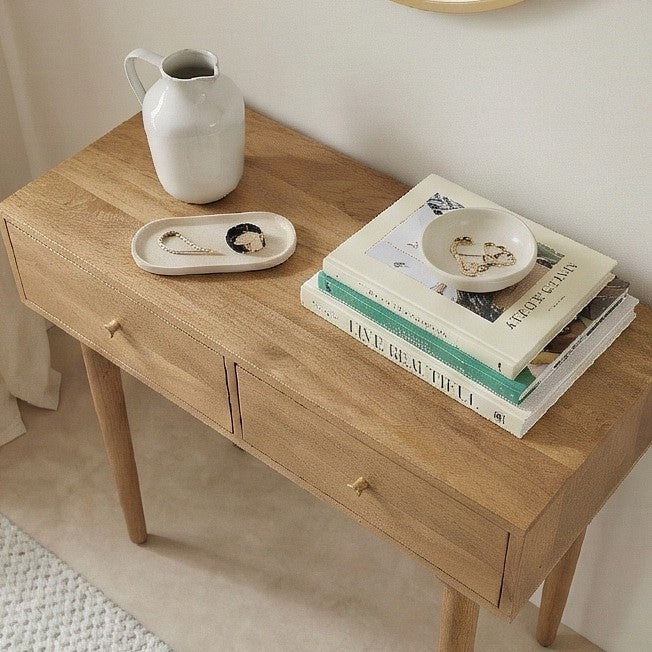 Scandinavian Light Walnut Oslo Console, Dressing Table, and Desk