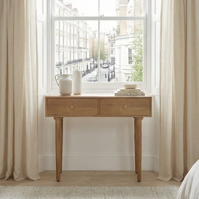 Scandinavian Light Walnut Oslo Console, Dressing Table, and Desk