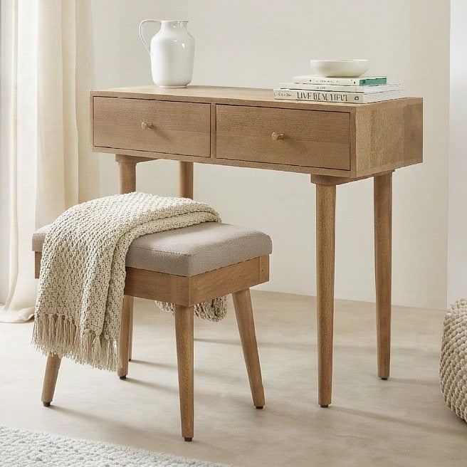 Scandinavian Light Walnut Oslo Console, Dressing Table, and Desk