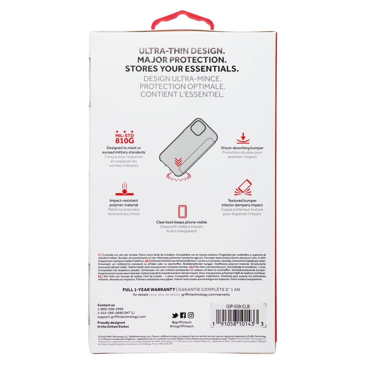 Griffin Survivor Clear Wallet Case for Apple iPhone 11 Pro Max - Clear/Black - New