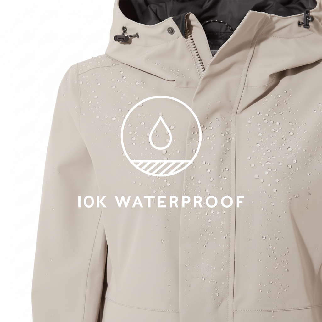 Saunter Womens Long Waterproof Jacket - Dark Taupe