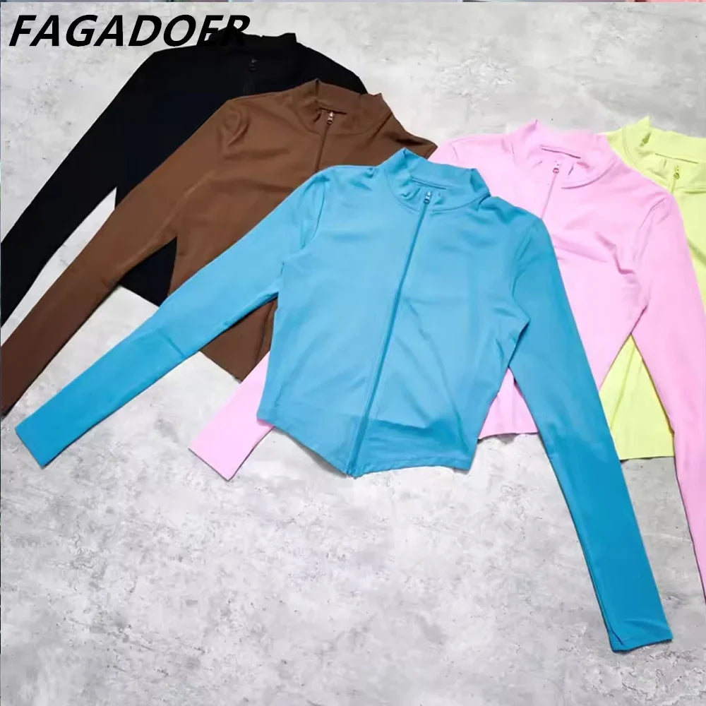 FAGADOER Candy Color 2-Piece Sporty Tracksuit