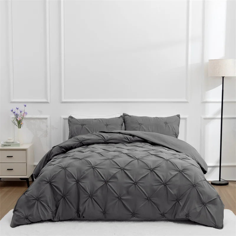 3-Piece Gray Queen Duvet Cover & Pillowcases