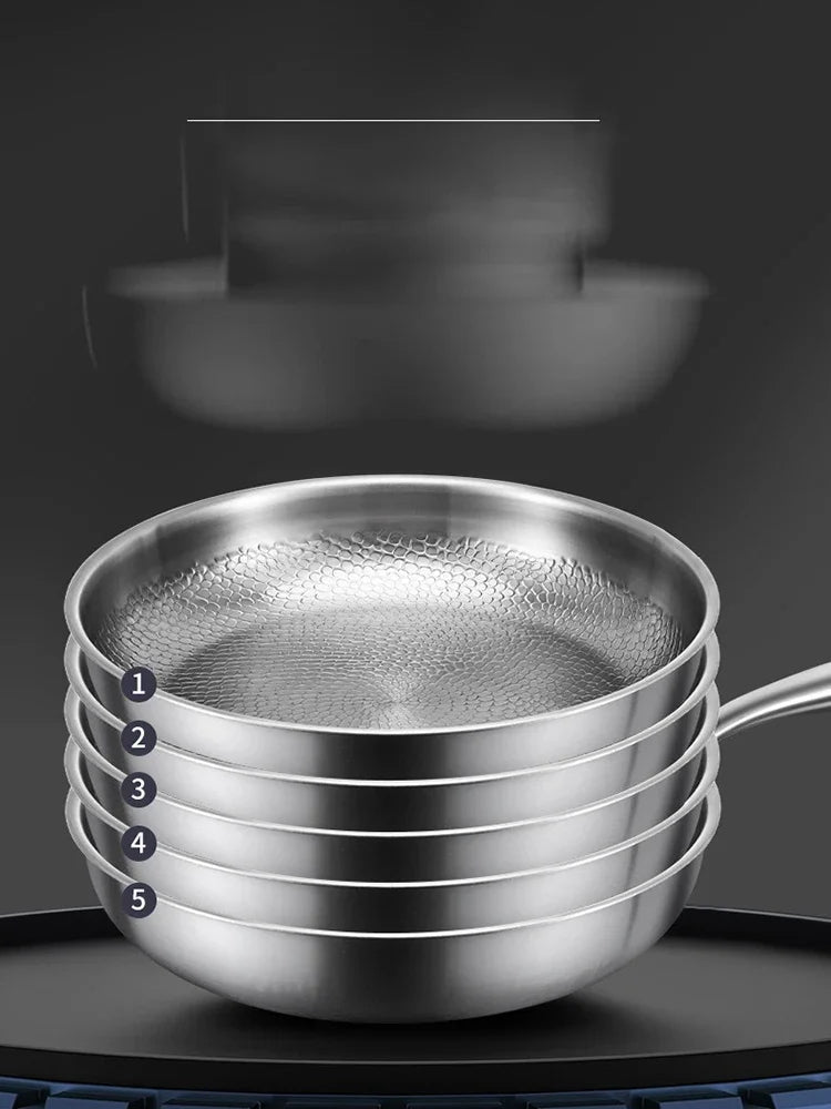 Titanium Frying Pan Thickened Non-Stick Non-Coating Hammer Pattern Fried Steak Pan Gas Stove Pot Induction Kitchen Cookwarev