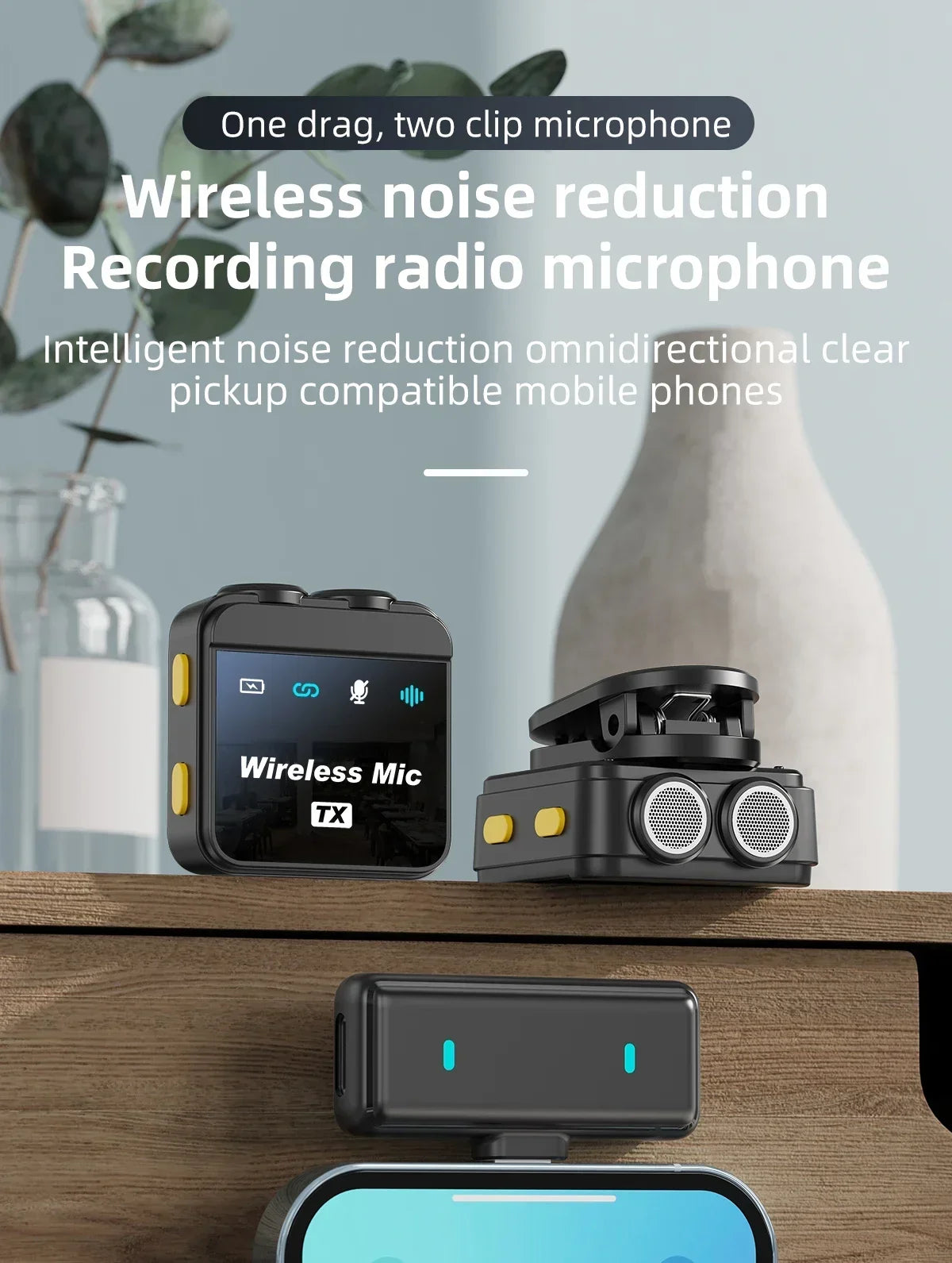 2025 Wireless Lavalier Microphone with Charging Box