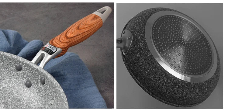 Durable Stone Frying Wok Pan Non-stick Ceramic Pot Induction Fryer Steak Cooking Gas Stove Skillet Cookware Tool for Kitchen Set