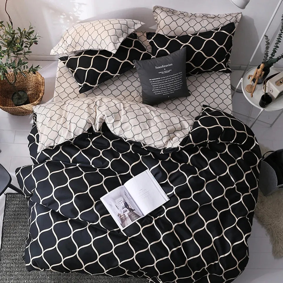 Luxury Black Bedding Comforter Elegant Duvet Cover & Pillowcases