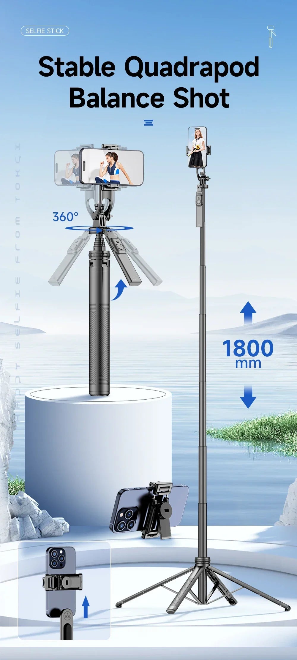 Tripod Stand with Wireless Bluetooth Remote
