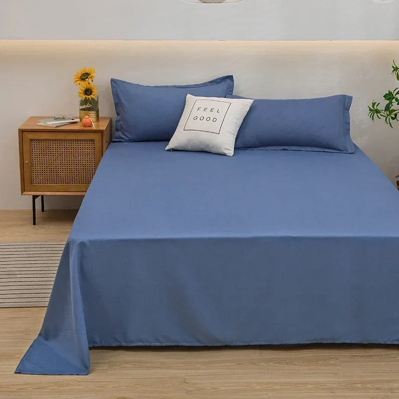 Soft Solid Color Flat Bedsheet – Single, Double, Queen & King Size