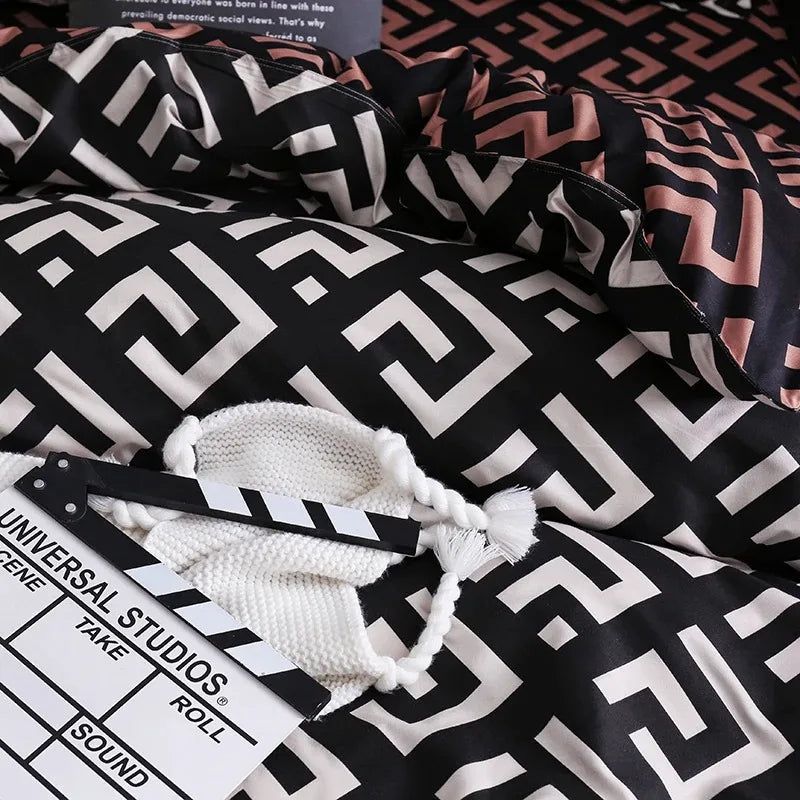 Luxury Black Bedding Comforter Elegant Duvet Cover & Pillowcases