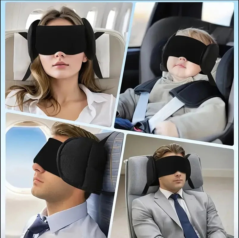 Adjustable Travel Neck Pillow with Eye Mask Set