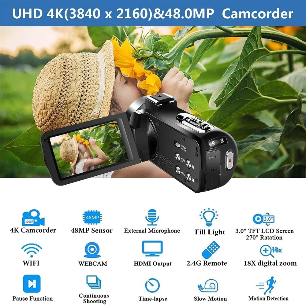 KOMERY 4K WiFi Video Camcorder