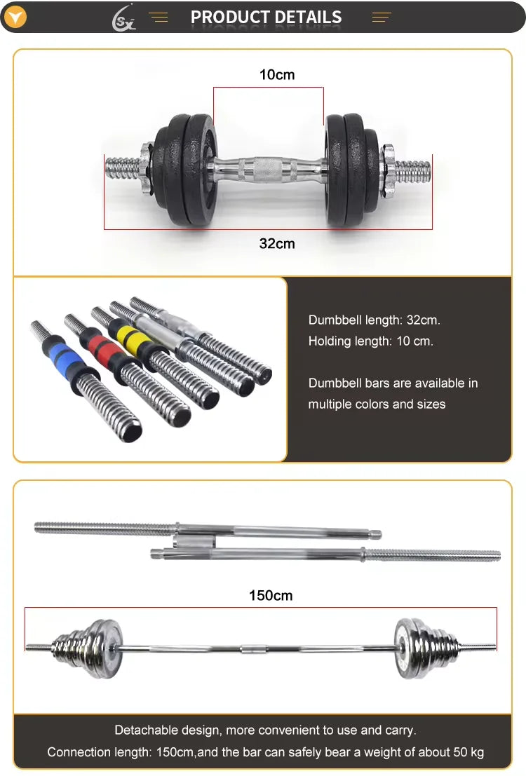 10kg-30kg Adjustable Cast Iron Dumbbells Set