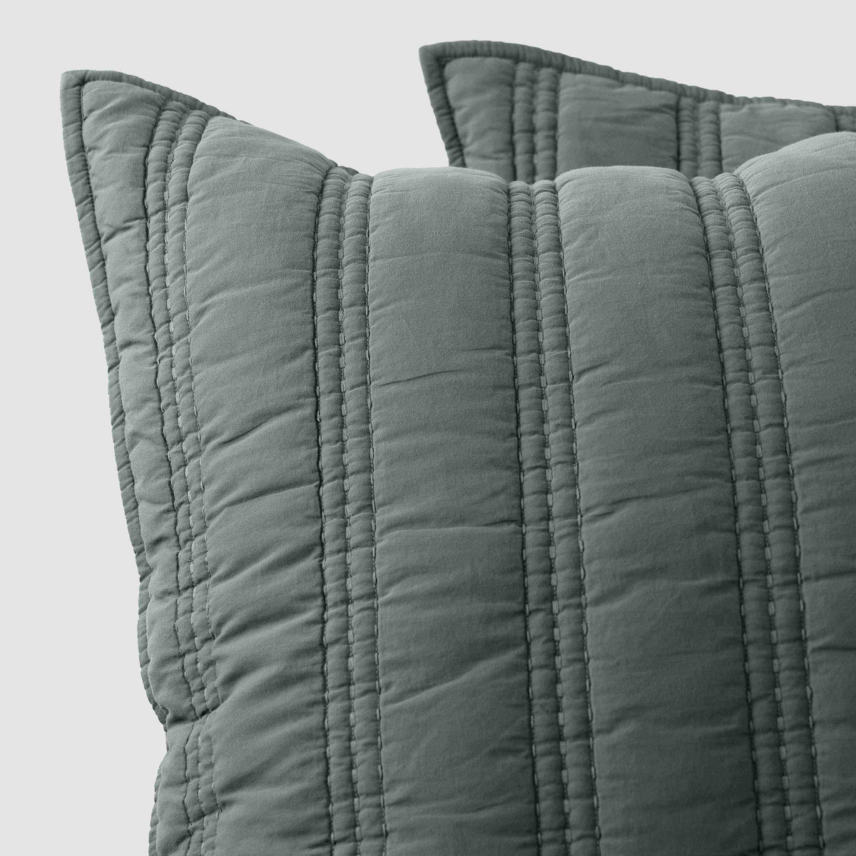Organic Stonewashed Percale Channel Quilt Shams