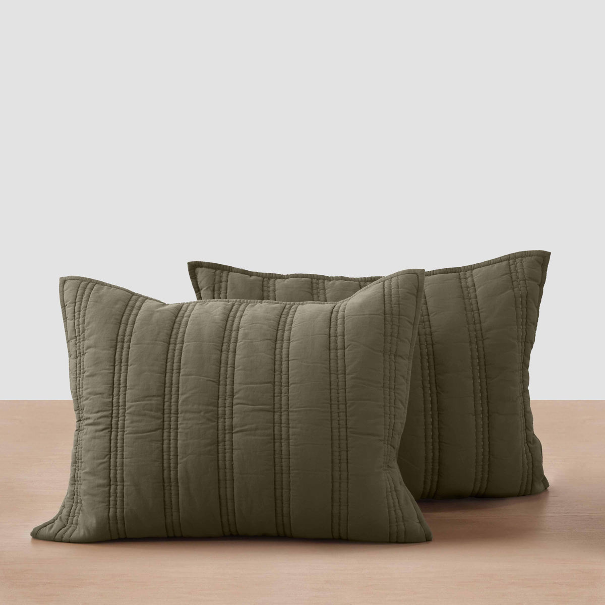 Organic Stonewashed Percale Channel Quilt Shams
