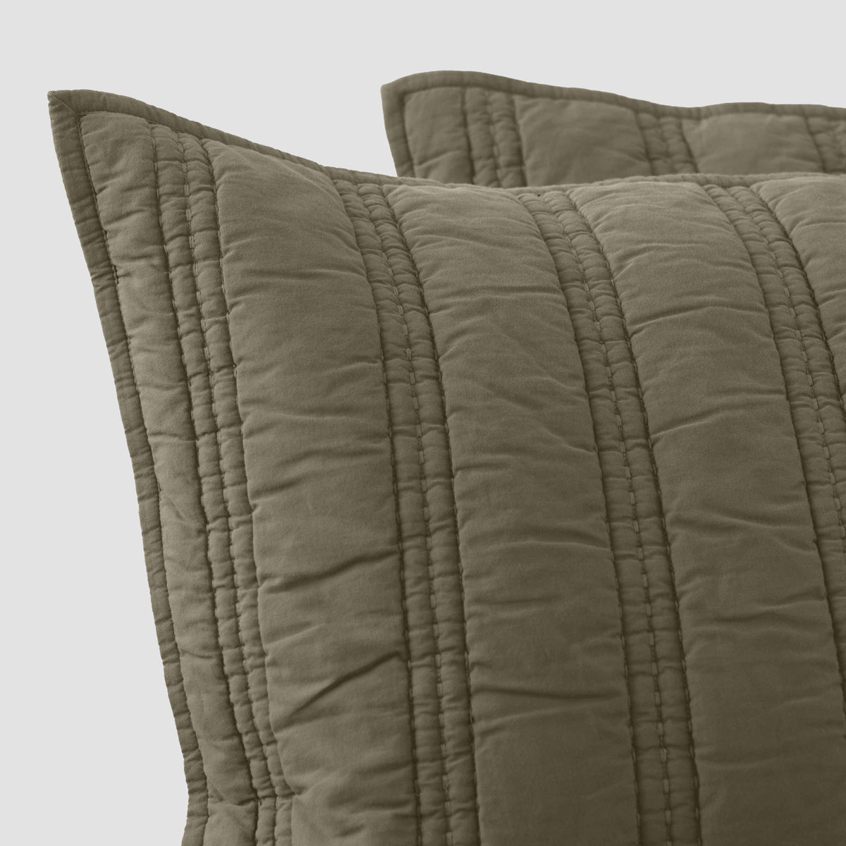 Organic Stonewashed Percale Channel Quilt Shams
