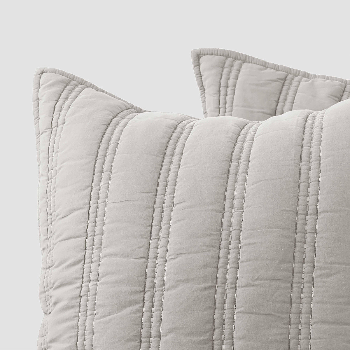 Organic Stonewashed Percale Channel Quilt Shams