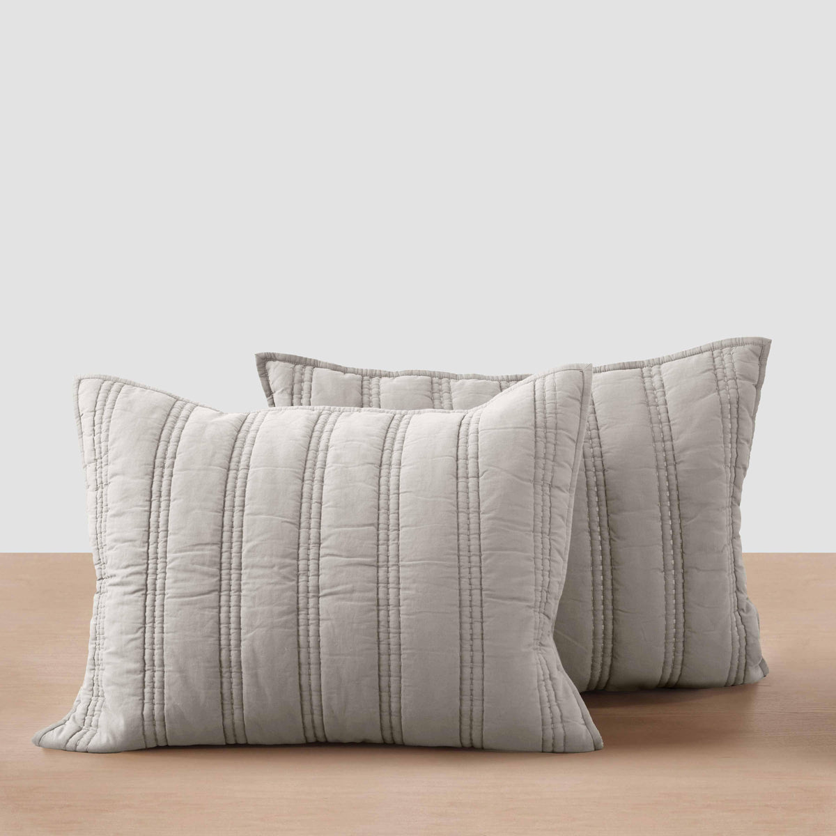 Organic Stonewashed Percale Channel Quilt Shams