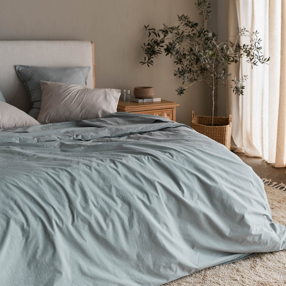 Stonewashed Organic Cotton Percale Euro Shams