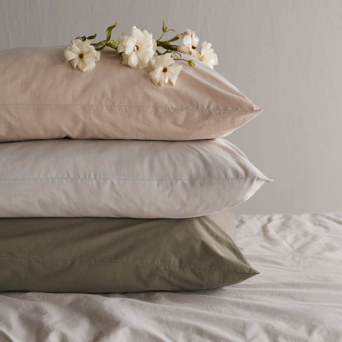 Stonewashed Organic Cotton Percale Pillowcases