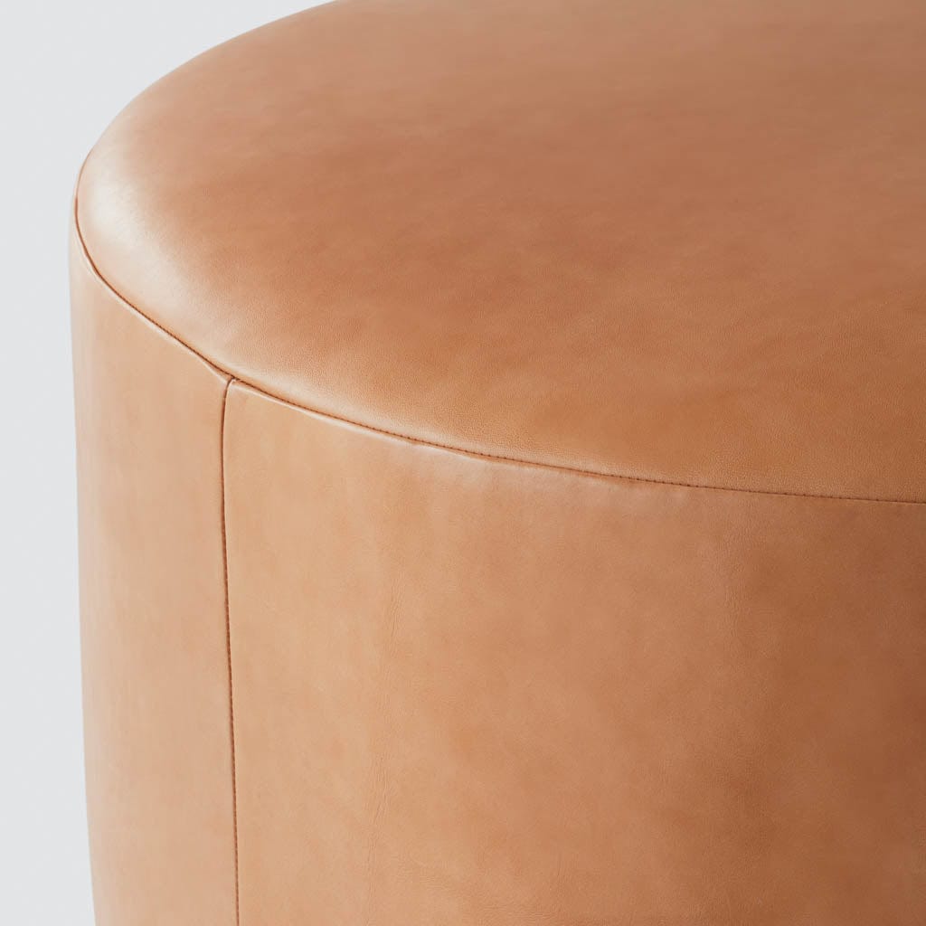 Torres Round Leather Ottoman - Medium & Large