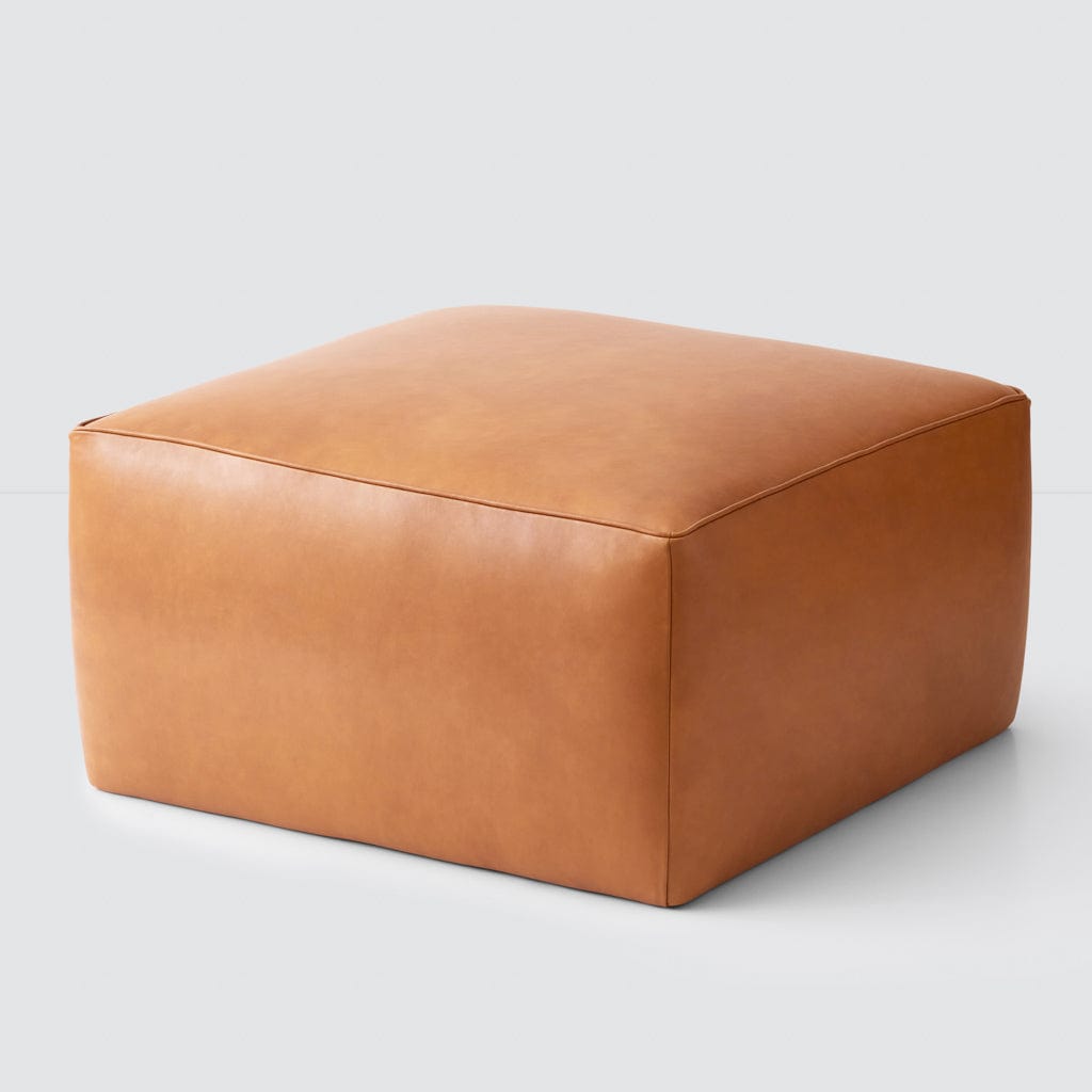 Torres Square Leather Ottoman - Medium & Large