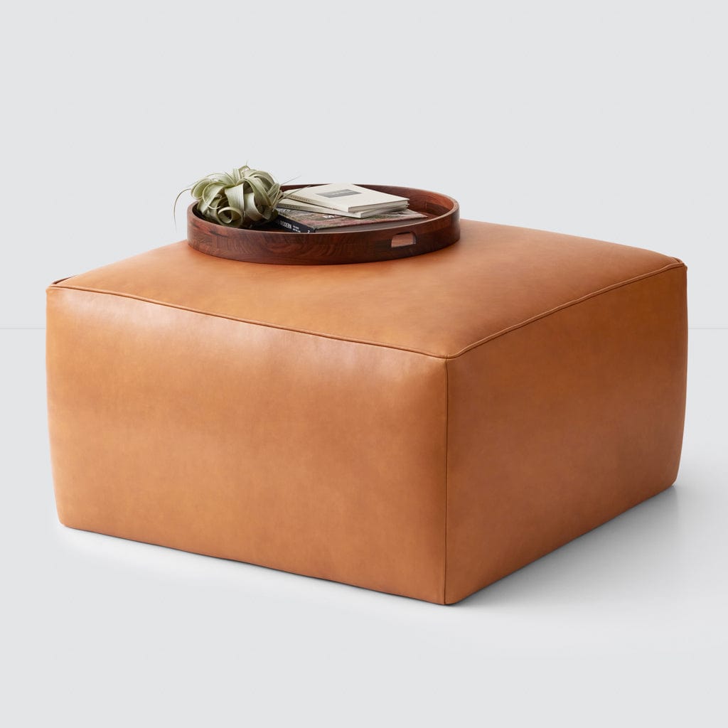 Torres Square Leather Ottoman - Medium & Large