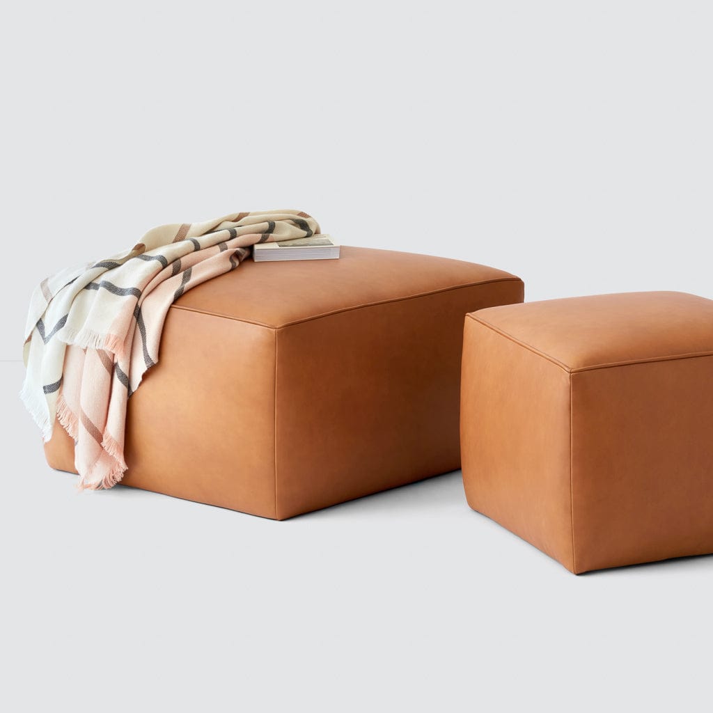 Torres Square Leather Ottoman - Medium & Large