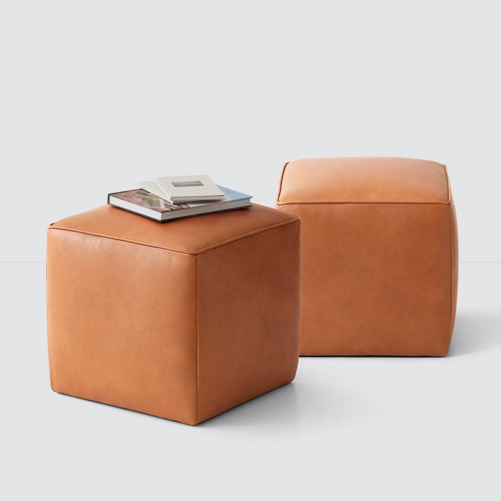 Torres Square Leather Ottoman - Small