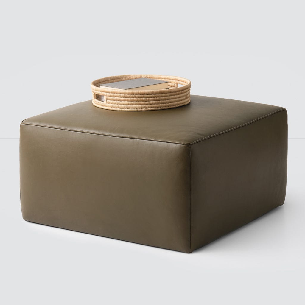 Torres Square Leather Ottoman - Medium & Large