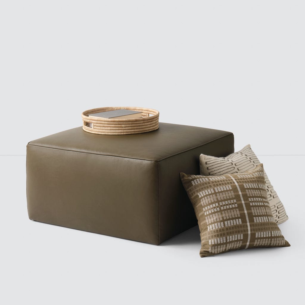 Torres Square Leather Ottoman - Medium & Large