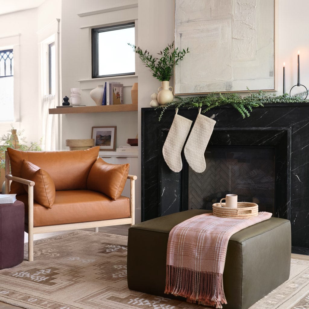 Torres Square Leather Ottoman - Medium & Large
