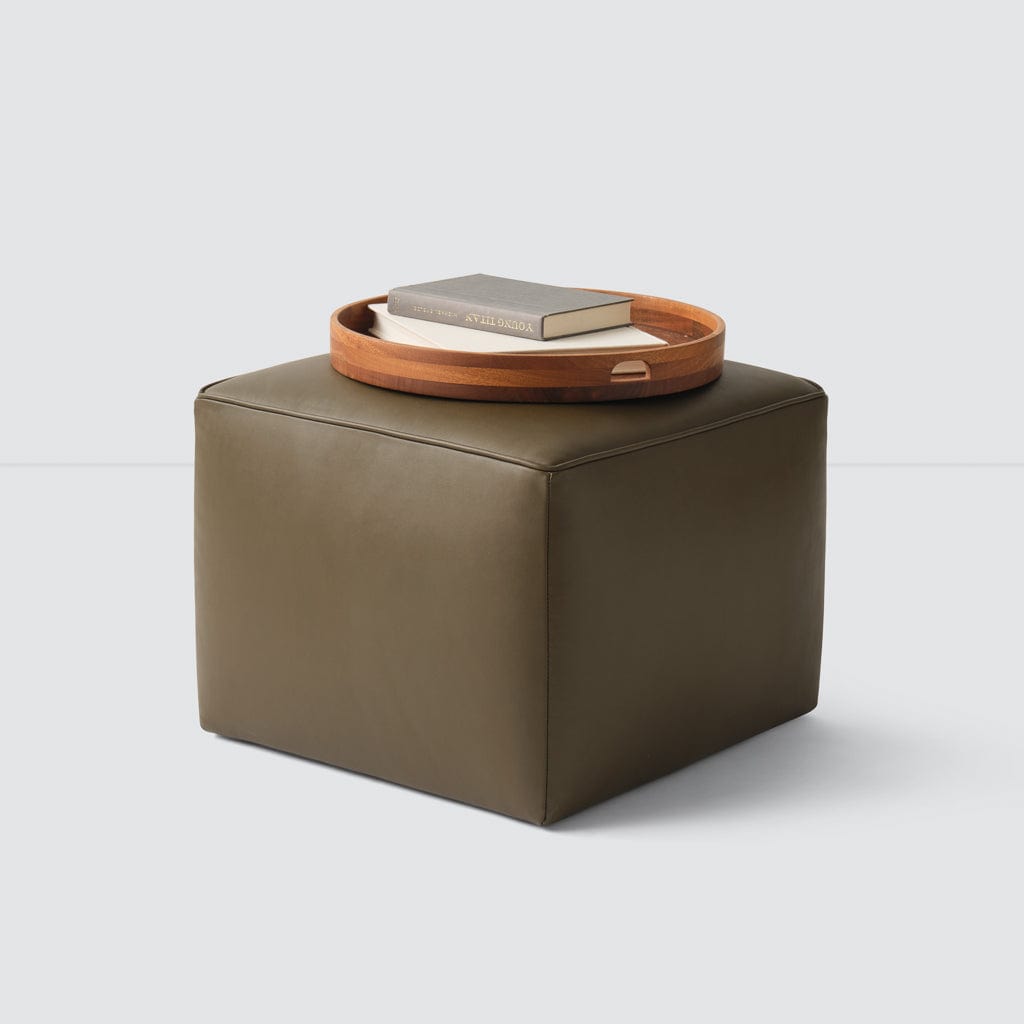 Torres Square Leather Ottoman - Medium & Large